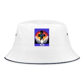 Darkness Dove of Peace Jesus Cross Redemption Death - Bucket Hat - white/navy - Front