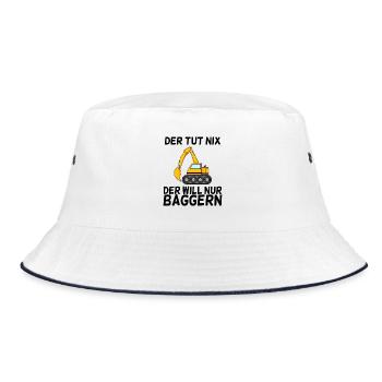 Bagger Spruch Baggerfahrer Baggern - Bucket Hat - Weiß/Navy - Vorne