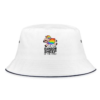 Rainbow Sheep - LGBT Sheep Family Gift - Bucket Hat - white/navy - Front