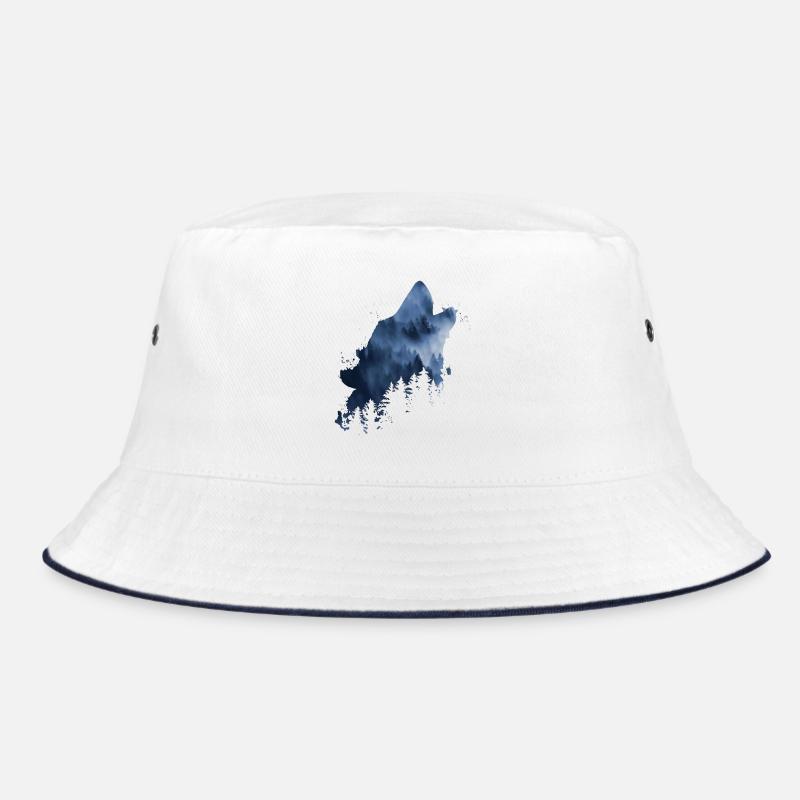 howling wolf cloud forest Bucket Hat