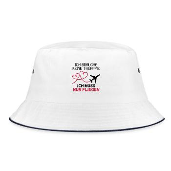 Flugzeug - Bucket Hat - Weiß/Navy - Vorne