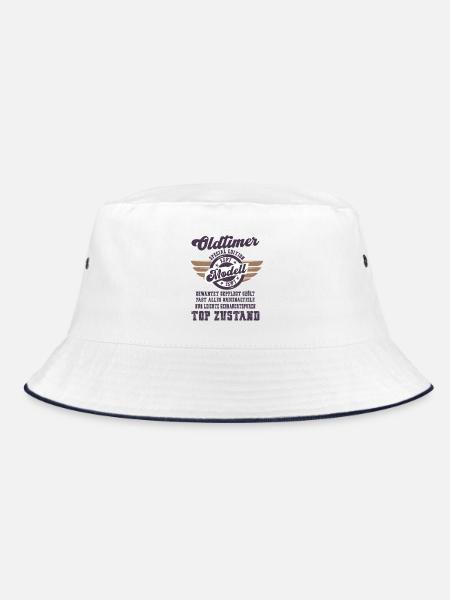 Oldtimer Modell Retro Flügel Geschenk - Bucket Hat - Weiß/Navy
