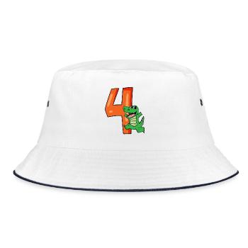 4. Geburtstag - 4 Jahre alt - Kindergeburtstag - Bucket Hat - Weiß/Navy - Vorne