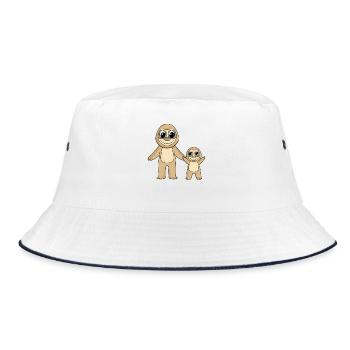 Faultier Familie - Faultier mit Baby - Faultier - Bucket Hat - Weiß/Navy - Vorne