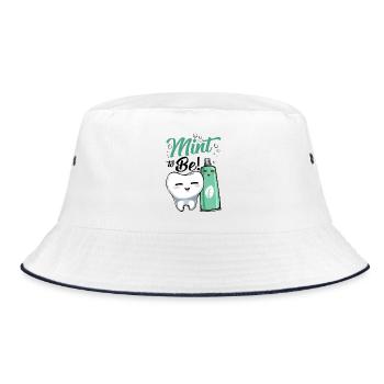 Mint Tooth Joy Cartoon - Bucket Hat - white/navy - Front