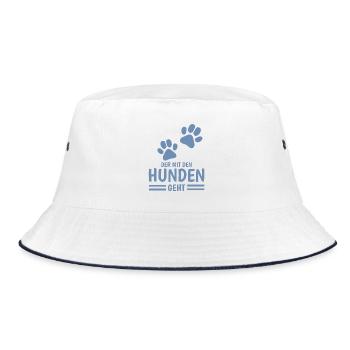 Hund und Herrchen Sprüche - Bucket Hat - Weiß/Navy - Vorne