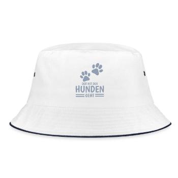Hund und Herrchen Sprüche - Bucket Hat - Weiß/Navy - Vorne