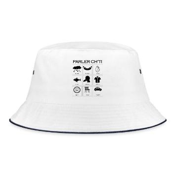 Parler chti t shirt - Bob - blanc/marine - Devant