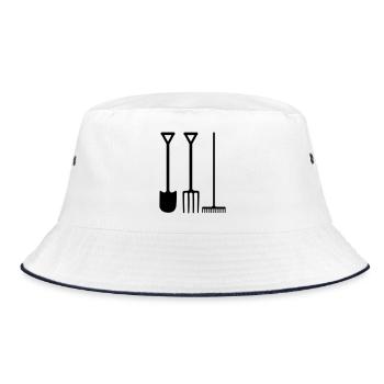 Garden tools shovel rake and pitchfork - Bucket Hat - white/navy - Front