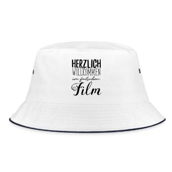 falscher Film - Bucket Hat - Weiß/Navy - Vorne
