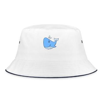 Wal - Bucket Hat - Weiß/Navy - Vorne
