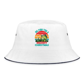 Christmas in July Quote We Fish You - Bucket Hat - white/navy - Front