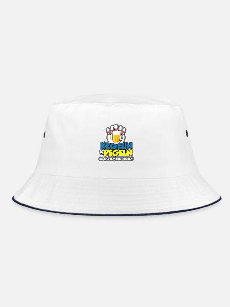 Kegeln & Pegeln - so lauten die Regeln - Bucket Hat - Weiß/Navy - Vorne