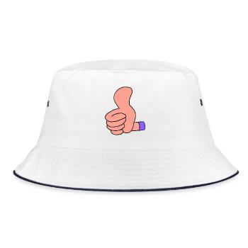 Thumbs Up (Purple Sleeve) - Bucket Hat - white/navy - Front