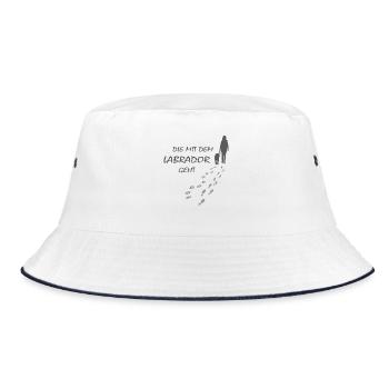 Die mit dem Labrador geht, Hundepfoten Labbi Gassi - Bucket Hat - Weiß/Navy - Vorne