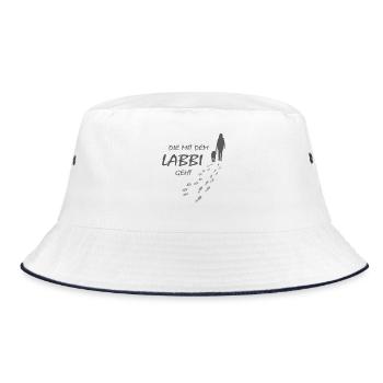 Die mit dem Labbi geht, Hundepfoten Labrador Gassi - Bucket Hat - Weiß/Navy - Vorne