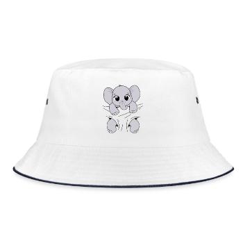Baby Elephant Animal Baby Elephant Carry - Bucket Hat - white/navy - Front
