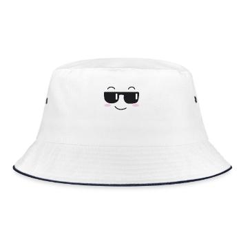 Sunglasses laugh face - Bucket Hat - white/navy - Front