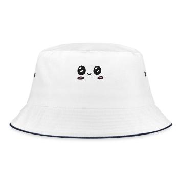 kawaii tears of joy - Bucket Hat - white/navy - Front