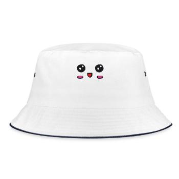 kawaii face with an open smile - Bucket Hat - white/navy - Front