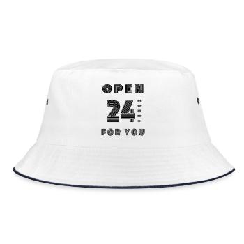 Offen 24 Stunden für Dich Kundenservice Geschäft - Bucket Hat - Weiß/Navy - Vorne