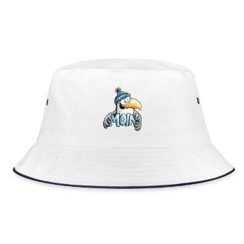 Moin Möwe I Nordsee I Norddeutsch - Bucket Hat - Weiß/Navy - Vorne