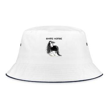 Shire Horse I Kaltblut Pferd - Bucket Hat - Weiß/Navy - Vorne