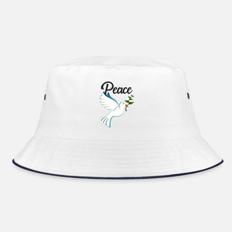 PEACE Friedenstaube - Bucket Hat - Weiß/Navy