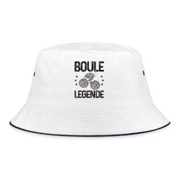 Boule Legende Outfit für Bouler zum boulen Boule - Bucket Hat - Weiß/Navy - Vorne