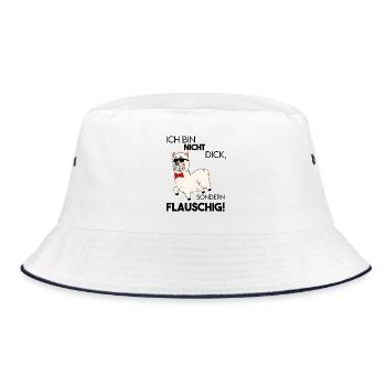 Alpaka - Ich bin nicht dick - Bucket Hat - Weiß/Navy - Vorne