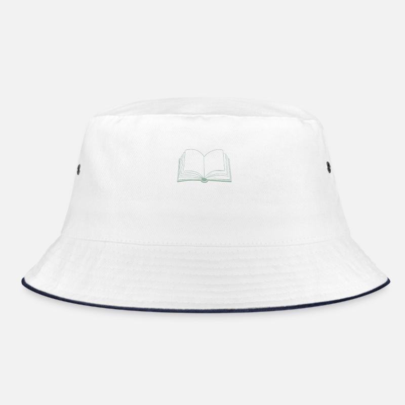Bücher offenes Buch - Bucket Hat - Weiß/Navy