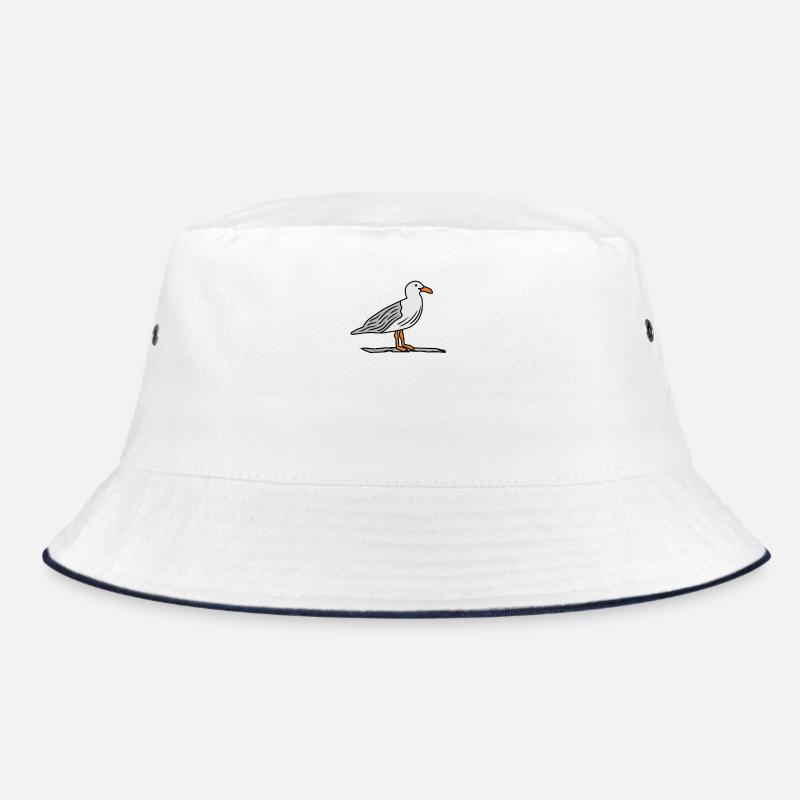 Möwe auf Stein - Bucket Hat - Weiß/Navy