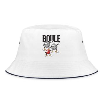 Dabbing Boulekugeln für Bouler boulen Boulesport - Bucket Hat - Weiß/Navy - Vorne
