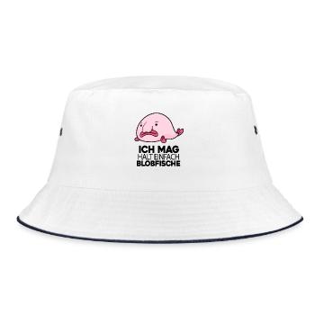 Blobfisch Fisch Fische - Bucket Hat - Weiß/Navy - Vorne