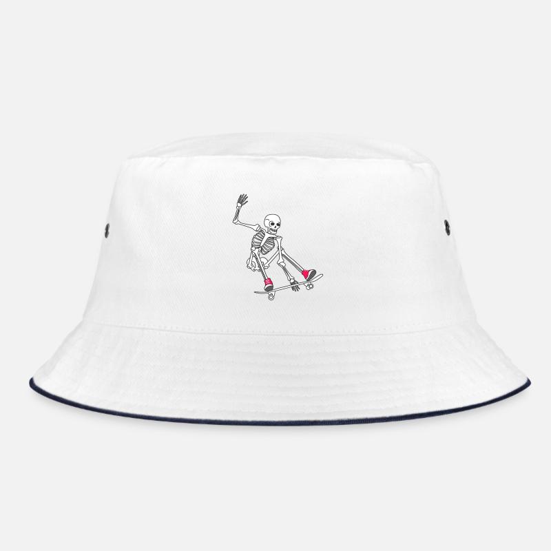 Funny Skeleton Skateboarding Bucket Hat