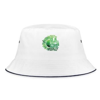 Mental Health Awareness Sonnenblume - Bucket Hat - Weiß/Navy - Vorne