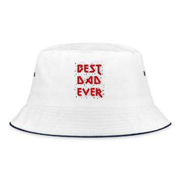 Best Dad Ever metal rock cool saying red father - Bucket Hat - white/navy - Front