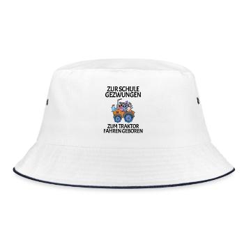 Zur Schule Gezwungen Traktor fahren - Bucket Hat - Weiß/Navy - Vorne