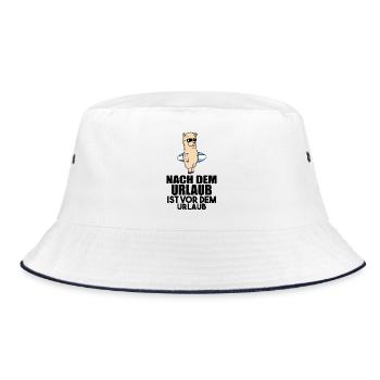 Strandraub Urlaub Reise Strand Urlaubsziel - Bucket Hat - Weiß/Navy - Vorne