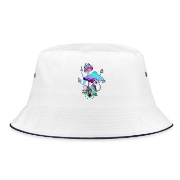 Zauberpilze Goa Psy Trance Pilz Augen Kunst - Bucket Hat - Weiß/Navy - Vorne