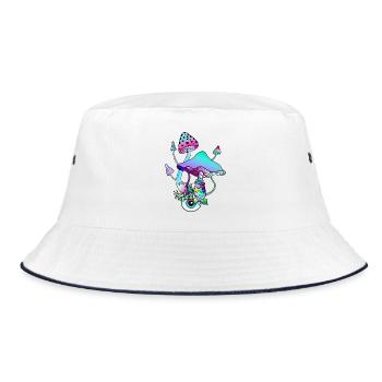 Magic Mushrooms Psychedelic Art - Bucket Hat - Weiß/Navy - Vorne