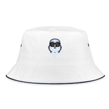 Cooler Pinguin mit Sonnenbrille Cool - Bucket Hat - Weiß/Navy - Vorne
