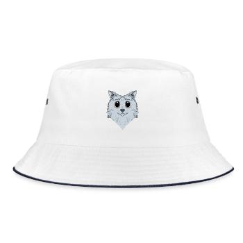 Siberian cat - Bucket Hat - white/navy - Front