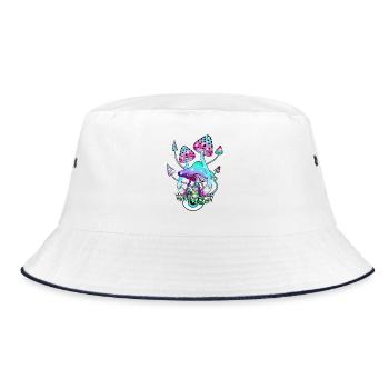 Magic Mushroom Pilz Augen Kunst - Bucket Hat - Weiß/Navy - Vorne