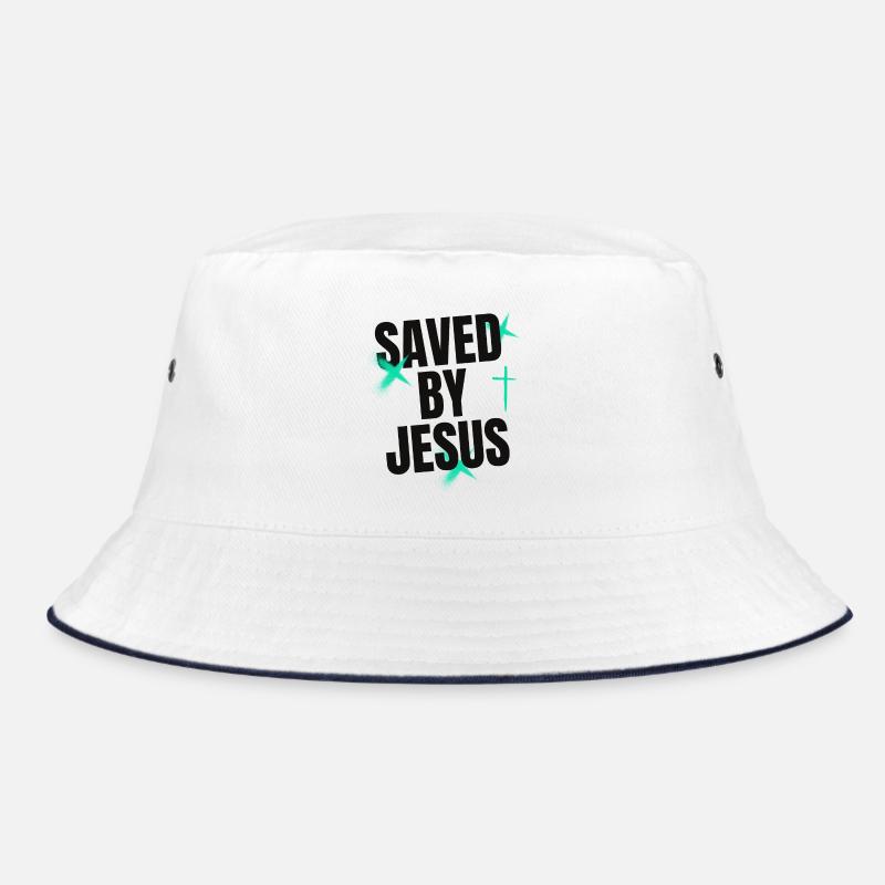 Saved by Jesus - Bucket Hat - white/navy