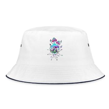 Zauberpilze Pilz Augen Kunst - Bucket Hat - Weiß/Navy - Vorne