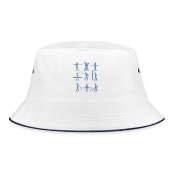9 Typen der Skifahrer - Bucket Hat - Weiß/Navy - Vorne