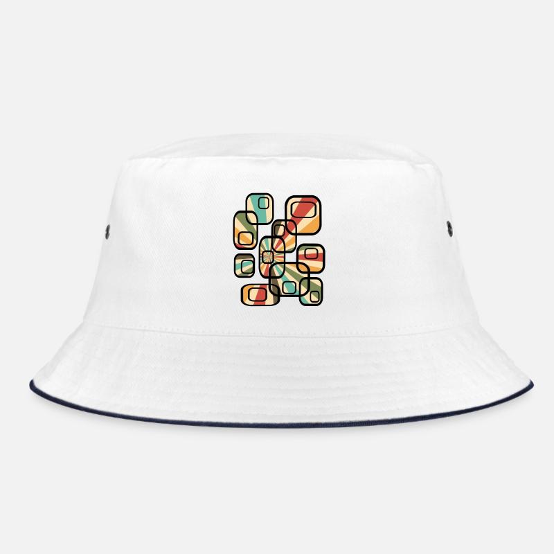 70s wallpaper pattern cuboid retro pattern Bucket Hat