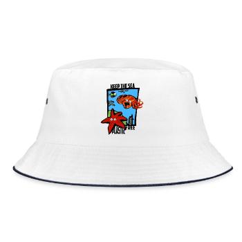 Keep the sea plastic-free - Bucket Hat - white/navy - Front