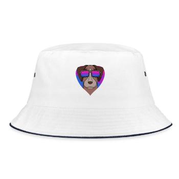 Bisexual Pointer Dog - Dog with Glasses - Bucket Hat - white/navy - Front